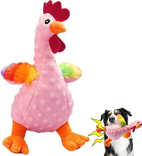 צעצועים חריקים של Pubialo כלבים צעצועים מלאים ממולאים קטיפה לקיעת שיניים, צעצועים לעיסת כלבים אינטראקטיביים