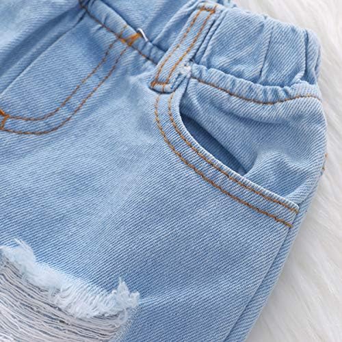 פעוטות תינוקות מתפרעות מעל כתף חמניות למעלה + חור קרוע חותלות חותלות ג'ינס ארוכות סט בגדי בגיסה