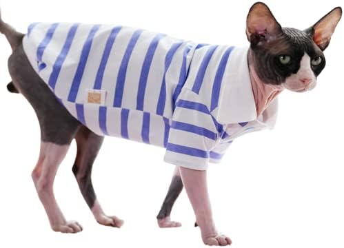 WCDJOMOP בגדי חתול חסרי שיער - אביב קיץ כותנה פולו חולצת טריקו הדפסת שרוול ארוך סולבר סרבלים נושמים פיג'מות