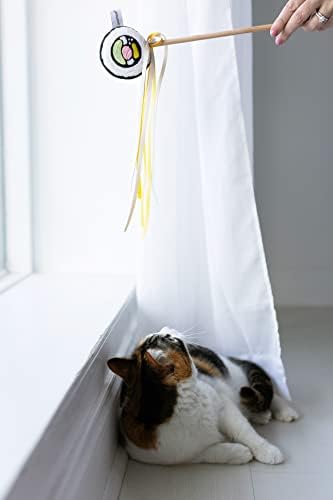 אגס סושי רול חתול טיזר שרביט, אינטראקטיבי חתול סרט צעצוע, חתול בעל למשחק לחיות מחמד אבזר, צעצועים לחיות