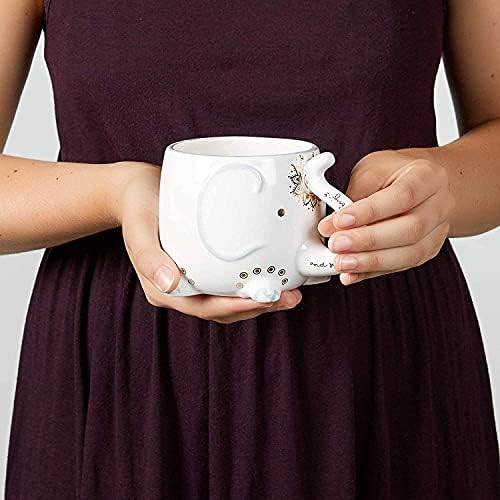 Votum חדש קרמיקה לבנה קפה או ספלי תה חבילה חבילה: כולל ספלים בצורת לאמה ופיל עם עיצובים ואמרות מודפסות