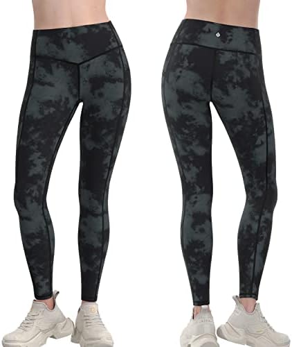 מכנסי יוגה של אמורון נשים חותלות אימון גבוהות במותניים עם כיסים נשים חותלות בקרת בטן