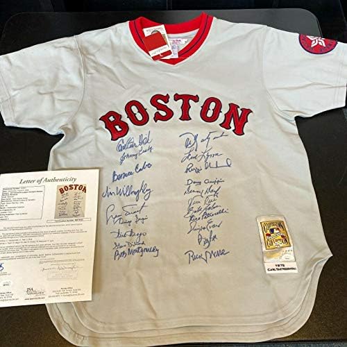1975 בוסטון רד סוקס אל -אלופות הקבוצה החתימה את ג'רזי קרל יסטרזמסקי JSA - חתימות MLB גופיות