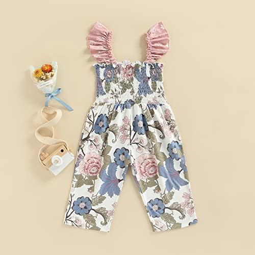 פעוט בנות ילדים פרחוני סרבל חתיכה אחת רומפר שרוולים רצועת פרח הדפסת כולל מכנסיים קיץ בגדים