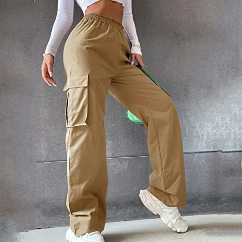 מכנסי מטען של זלובה חאקי לנשים, מכנסי מטען רחבים נשים עם כיסים מכנסי רגל רחבים מכנסיים ארוכים מכנסיים מכנסיים