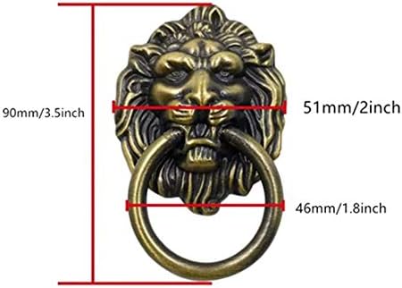 QMSeller 4 ידיות ארונות חבילות מושכות טבעת ראש אריה מושכת ידית לארון מטבח ארון ארון ארון, L 3.5