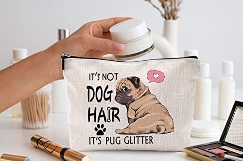 זה לא כלב שיער זה פאג גליטר איפור תיק,מצחיק פאג כלב גור קוסמטי איפור תיק עבור כלב אוהבי נשים בנות,פאג בעלי מתנות,