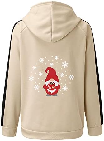 חג המולד נים לנשים צבע בלוק ארוך שרוול סוודר למעלה חג מצחיק איילים הדפסת גדול סלעית סווטשירט