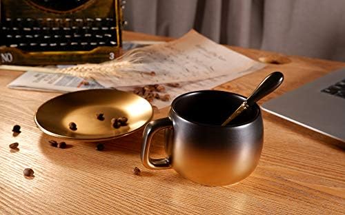 אירופאי סגנון תה קפה כוס סט שחור זהב הדרגתי בציר קרמיקה כוס קפה ספל עם כפית&מגבר;צלחת סט משמש לאטה,