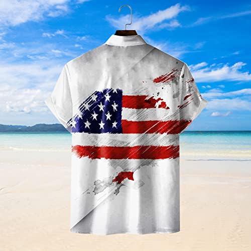 ZDFER 4 ביולי חולצות פטריוטיות לגברים כפתור למטה חולצה ארהב דגל מודפס חולצה רגילה בכושר שרוול קצר