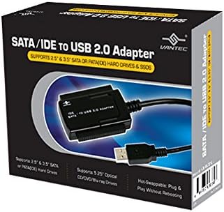 VANTEC CB-ISATAU2 SATA/IDE ל- USB 2.0 מתאם תומך בגודל 2.5 אינץ ', 3.5 אינץ', כונני דיסק קשיחים בגודל 5.25 אינץ