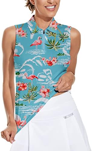 חולצות גולף לנשים של Soneven חולצות פולו פרחוניות ללא שרוולים חולצות טניס לחות חולצות טניס יבש