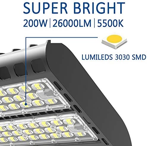 LEDMO LED חניון תאורה 200 וולט - IP65 אטום למים LED Box Box Light Light עם Photocell - 5000K 600W
