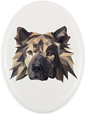 אירואסיה, לוח קרמיקה מצבה עם תמונה של כלב, גיאומטרי