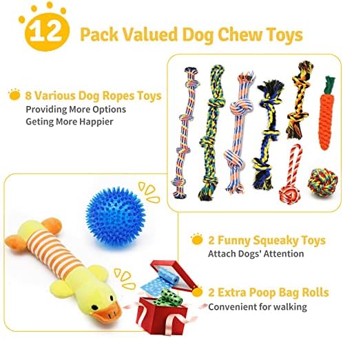 Zeaxuie יוקרה כלבים קשוחים צעצועים לעיסות אגרסיביות -12 חבילה צעצועים כלבים מוערכים עבור גזע קטן, בינוני וגזע
