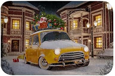 מונמור החלקה מים סופג רחיץ אמבטיה מחצלת צהוב רטרו רכב נשיאה חג המולד עץ לילה רך פלנל מחצלת שטיח שטיח