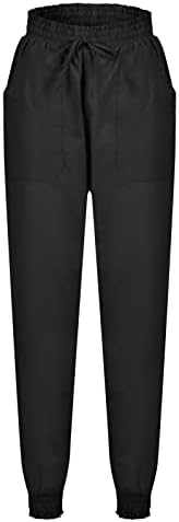 קינגאוגו נשים מכנסי פשתן מכנסי הרמון מכנסיים אלסטיים מכנסי מותניים לנשים מכנסיים נוחים מכנסיים