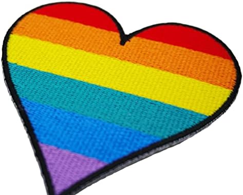 אבק גרפי להטבי לב קשת ברזל רקום על לוגו תיקון טלאי הומוסקסואלי טלאי לסבי טלאי גאווה גאווה טלאי לב