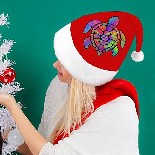 ים צב טיי לצבוע חג המולד כובע סנטה קלאוס כובעי קצר קטיפה עם לבן חפתים לגברים נשים חג המולד חג מסיבת קישוטים