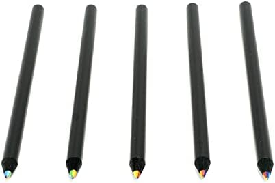 タキザワ מיוצר ביפן BG-A859-10 עפרונות צבעוניים שחורים, 7 צבעים כשהם מחודדים, פיר עגול שחור, 10 חבילה
