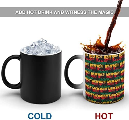 ראסטאפארי האריה דגל יצירתי שינוי צבע קרמיקה קפה כוס חום שינוי ספל מצחיק עבור בית משרד