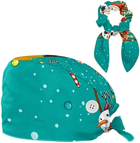 חג המולד של סנטה שלג איילים איילים על כובע עבודה עם כפתורים עם כפתורים כובע בופנט מתכוונן כובע קרצוף