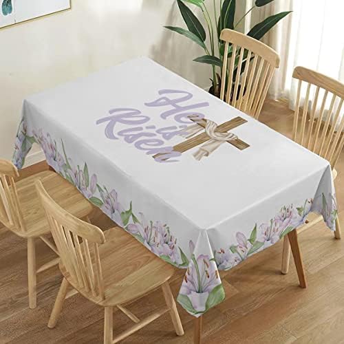 הייפריי הוא קם שולחן מפה חג הפסחא קישוט לחופשת אביב נוצרי פרח נוצרי בית מטבח חדר אוכל שולחן תפאורה -60