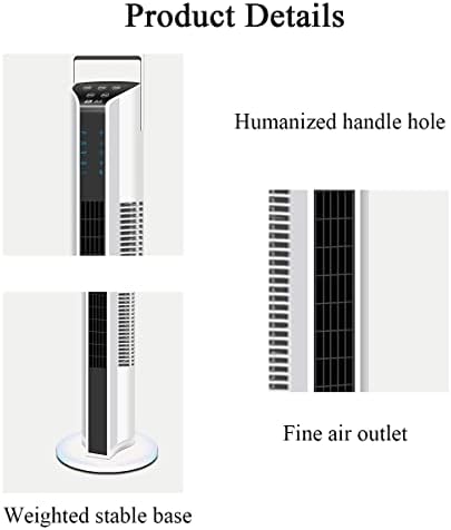 מאוורר מגדל שקט של MZQMK, מאוורר מגדל מתנודד, מקרר מאוורר ללא תוספות, בקרת מהירות 2, 3 מצבים, חיסכון בקומפקט ושטח,