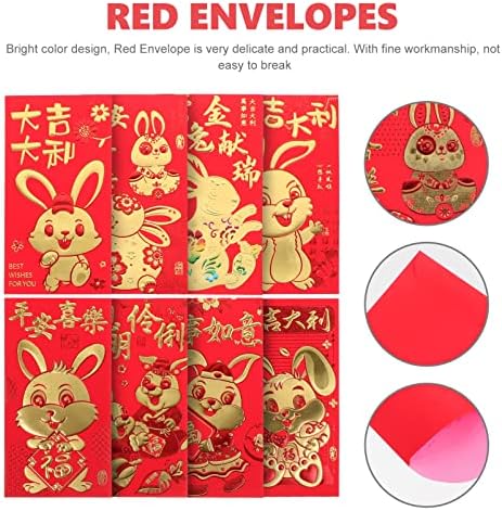 כסף ליי 48 יחידות סיני חדש שנה אדום מעטפות 2023 סיני ארנב שנה כסף מעטפת הונג באו לראות מזל כסף אדום מנות