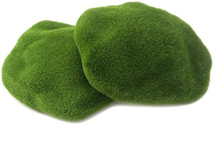 קראפיט מוס מכוסה אבן רוק כדור מלאכותי נוהרים מוס פבל כדור ירוק פו צמח סדיר טבעי גודל נהר רוק פלורה