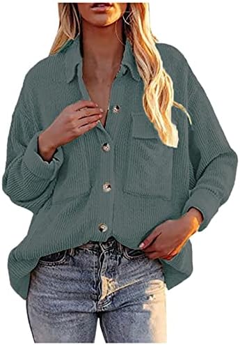 נשים 2022 חולצות קורדרוי סתיו חולצות קז'ן ז'קט קולות ז'קט שרוול ארוך כפתור חולצות חולצות בגדים