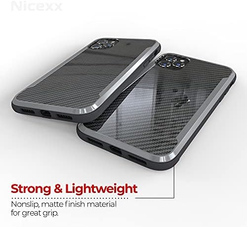 NICEXX מיועד למארז ה- iPhone 11 Pro Max עם דפוס סיבי פחמן ופגוש TPU, 12ft. טיפה נבדקת, מקרי טלפון