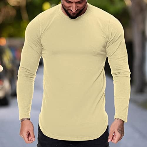 חולצות Xiloccer Mens אופנה ספורט ספורט כושר חיצוני שולי מעוקל צבע אחיד צבע צוואר עגול חולצה