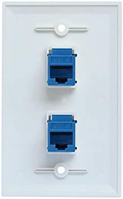 2 צלחת קיר אתרנט של יציאה - Cat6 RJ45 Wallplate Network Wallplate נקבה עד נקבה - לבן/כחול