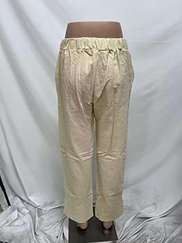 מכנס פשתן כותנה מזדמן של Koobeton מכנסי פשתן קז'ן מכנסיים קצוצים פלאזו