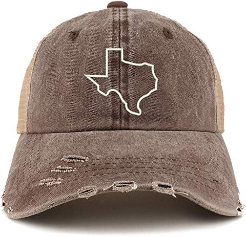 חנות הלבשה אופנתית מתאר טקסס מתאר פיגמנט צבוע רשת קדמית גב כובע שטר.