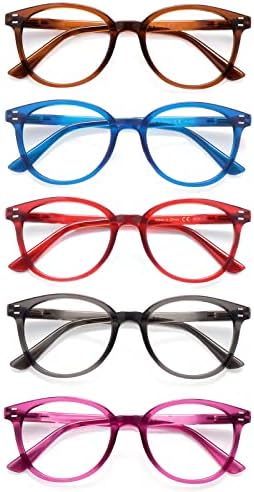 משקפי קריאה של קוגוויס חסימת אור כחול חסימת 5 אריזות קוראי אופנה קפיצים לגברים ונשים אנטי סנוור מסננים משקפיים