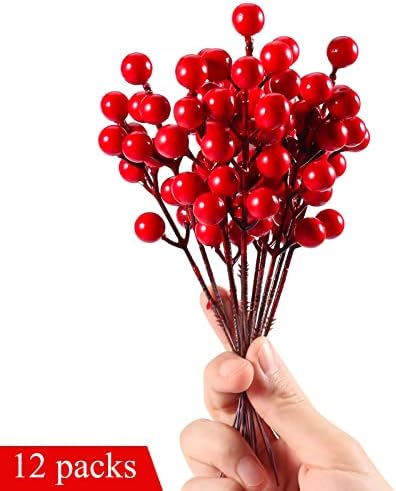 נורטיקס מלאכותי הולי פירות יער נצנצים גליטר מזויף פירות יער אדום עץ חג המולד זרי זרי מלאכה מעצבים דקור