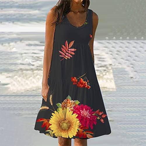 שמלת חוף פרחוני קיץ של נשים שמלת חוף עגולה ללא שרוולים