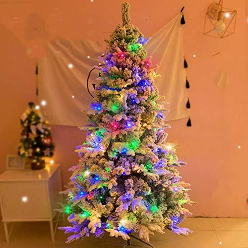 Cywyq LED עץ חג המולד מלאכותי, שלג נוהר פרימיום אשוח צייר עץ סיבים אופטי עצים מעוטרים ברגליים