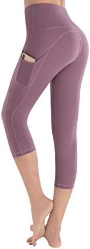 HOFI נשים יוגה קפרי חותלות: בקרת בטן גבוהה במותניים עם מכנסי יוגה בכיסים - לאימון פעילות גופנית ריצת אתלטי