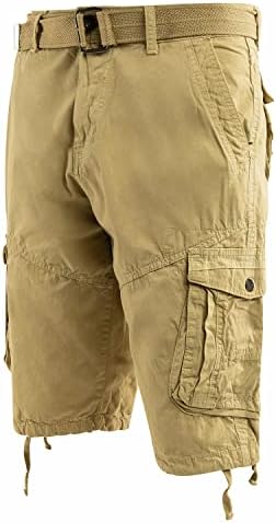 מכנסיים קצרים של מטען לגברים, מכנסי מטען של Camo Mens מכנסיים רגועים בכושר עם כיסי חגורה