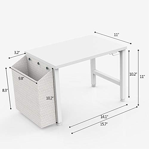 לבן עץ תחת שולחן מדפסת מחזיק מעמד עם אחסון סל אוזניות וו לבית משרד, רב תכליתי ארגונית מודרני