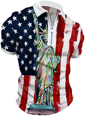 חולצות פולו דגל ארהב של גברים פטריוטיות 4 ביולי חולצות טי טי קיץ שרוול מזדמן צמרת טוניקה וינטג '