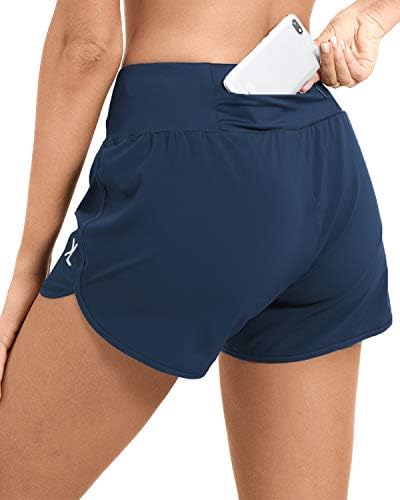 מכנסיים קצרים לאתלטיים של Lakosmo לנשים בקיץ מכנסיים קצרים בריצה יבש מהיר 4 אינץ 'כיסי רוכסן