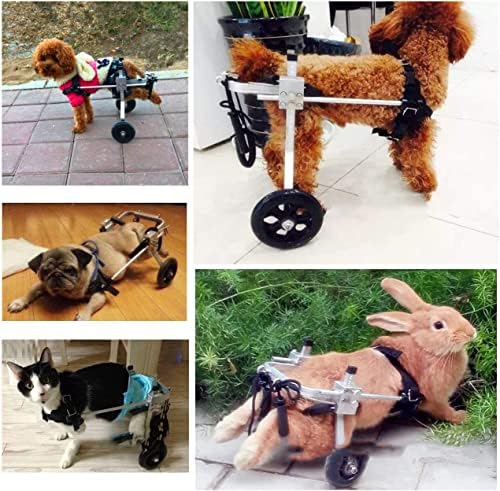 עגלת שיקום גלגלים של שני גלגלים מתכווננים לכיסא גלגלים לגלגלים עם רגליים אחוריות גלגל ניידות כלבים קל משקל לכלבים/כלבים