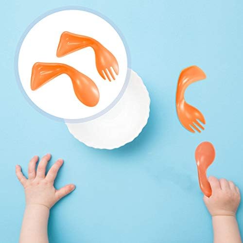 3 סטים עם כפית תינוקות אלכסוני בטוח ידית למידה מעשי אימון מוצר ואוכל האכלת מזלג כיפוף סכום לשימוש חוזר