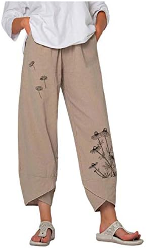 מכנסי רגל רחבים של פירו לנשים מכנסי פשתן כותנה מכנסיים מכנסיים מזדמנים מכנסי יבול חוף רופפים מכנסיים יבול