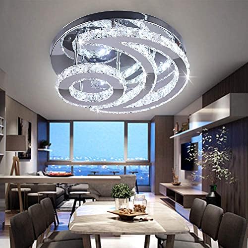 CXGleaming 15.7 נברשת LED מודרנית תאורת תקרה - צורת ירח גביש סומק מתקן תאורה לחדר שינה, סלון, חדר אמבטיה, מסדרון