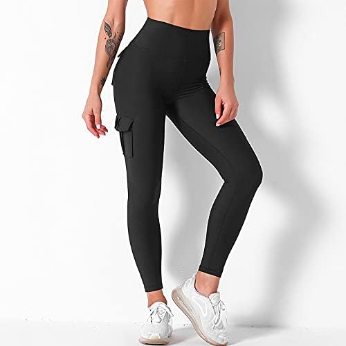 מכנסי יוגה מותניים גבוהים עם כיסים חותלות ספורט לנשים בקרת בטן טייץ יוגה מפעיל מכנסי קפרי אימון